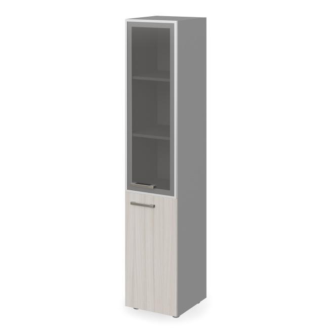 Lenza Wels shelf cabinet, hinges on the right, 39.9x196.5x42.5cm, driftwood/grey