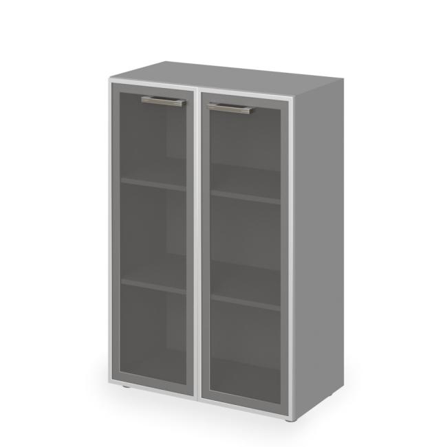 Lenza Wels shelf cabinet, glass, 79.8x119.5x42.5cm, agate light/grey