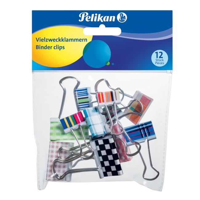 Pelikan farebné spony na dokumenty, 12 ks, mix farieb a veľkostí