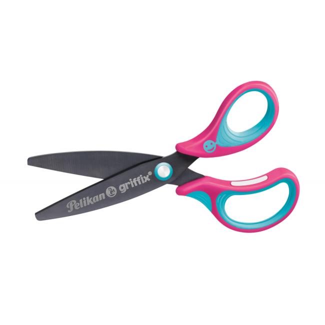 [PE803526] Pelikan Griffix scissors for right-handed people in a pink blister pack