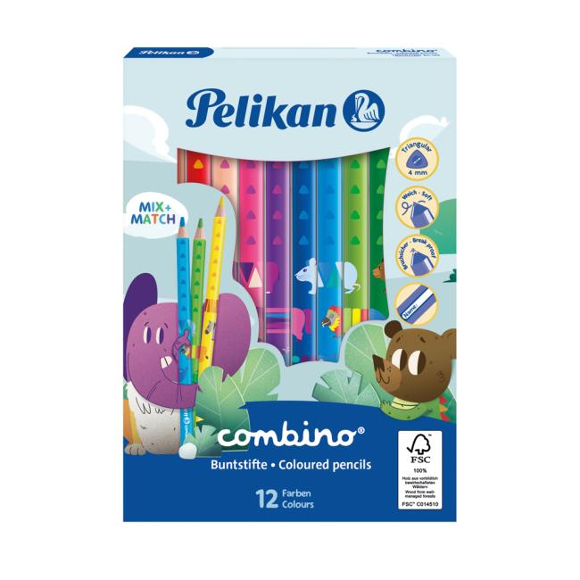 Pelikan Combino crayons with animal motifs, strong 12 pcs