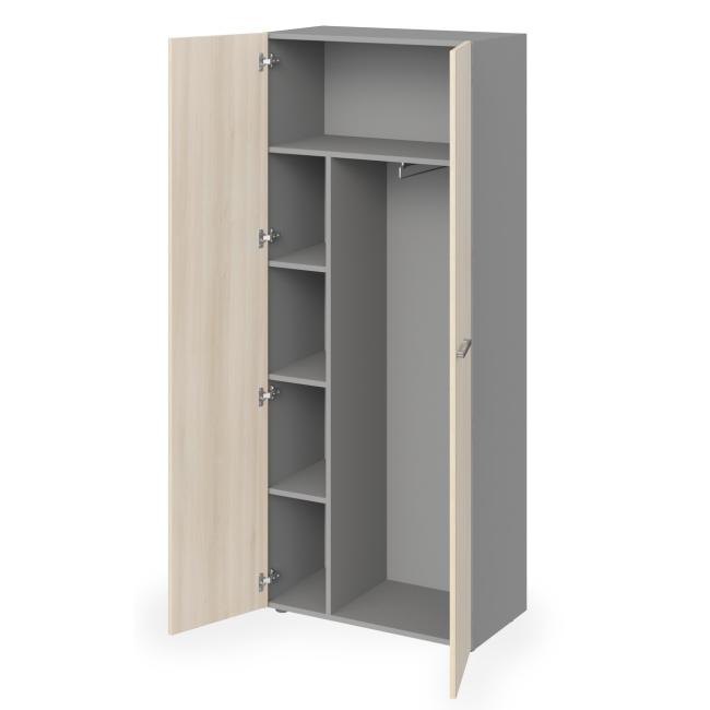 Lenza Wels wardrobe, with pull-out hanger and shelves, 79.8x196.5x42.2cm, light agate
