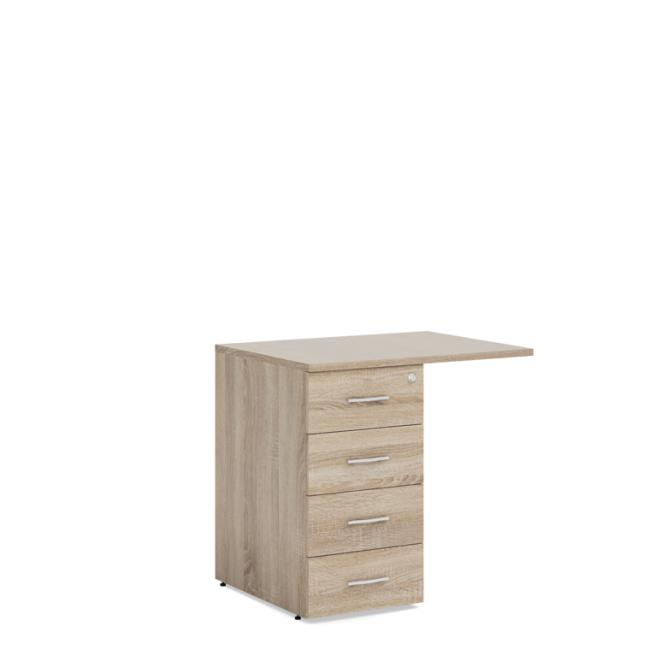 [LZ002374] Prístavný kontajner BASIC, 4-zásuvkový so zámkom, 80x76x60cm, dub Sonoma