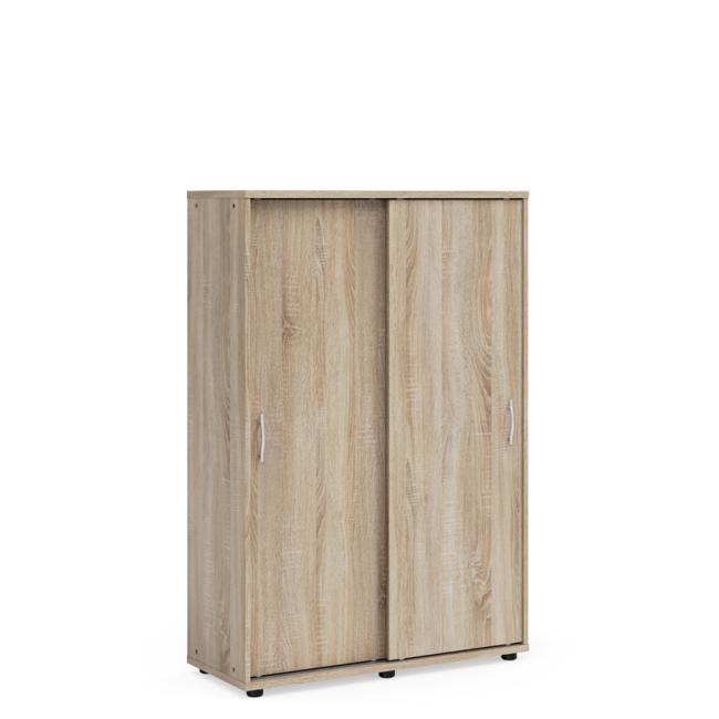 Knižnica BASIC, posuvné dvere bez zámku, 100x40x147,9cm, dub sonoma