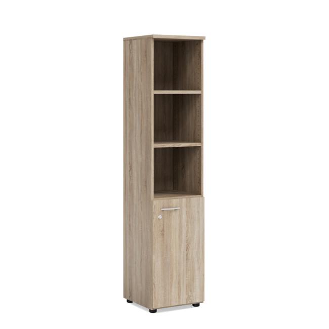 BASIC bookcase, combined, left door with lock, 40x40x182.1cm, Sonoma oak