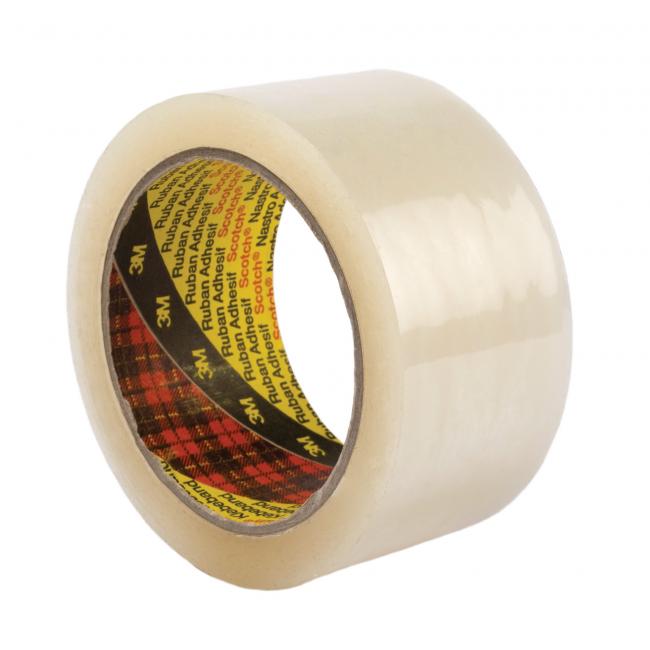 Packaging adhesive tape with quiet unwinding 50mm x 66m transparent