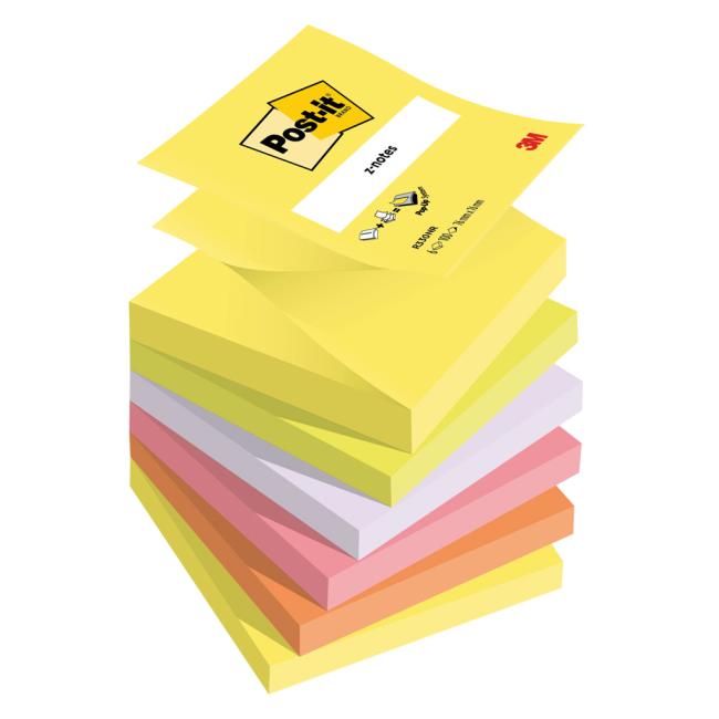 [MM033024] Samolepiaca Z-pad Post-it, 76x76 mm, neónové farby, 6 podložiek po 100 lístkov