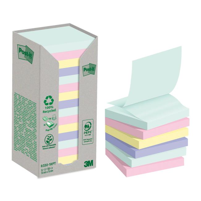 [MM033078] Samolepiace Z-Notes Post-it recyklované, NATURE, 76x76 mm, dúha, 16x100 listov