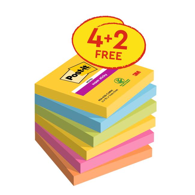 Self-adhesive Post-it note Carnival 76x76, 4 + 2 Free, 90 notes per note