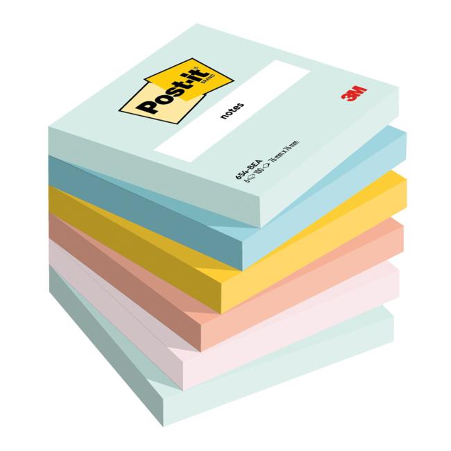 Self-adhesive Post-it note BEACHSIDE, size 76x76 mm, 6 notes of 100 cards