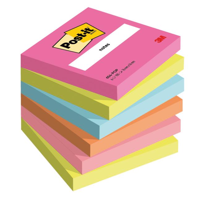 [MM259210] Post-it Super Sticky Poptimistic 76x76mm, 6 pads of 100 cards