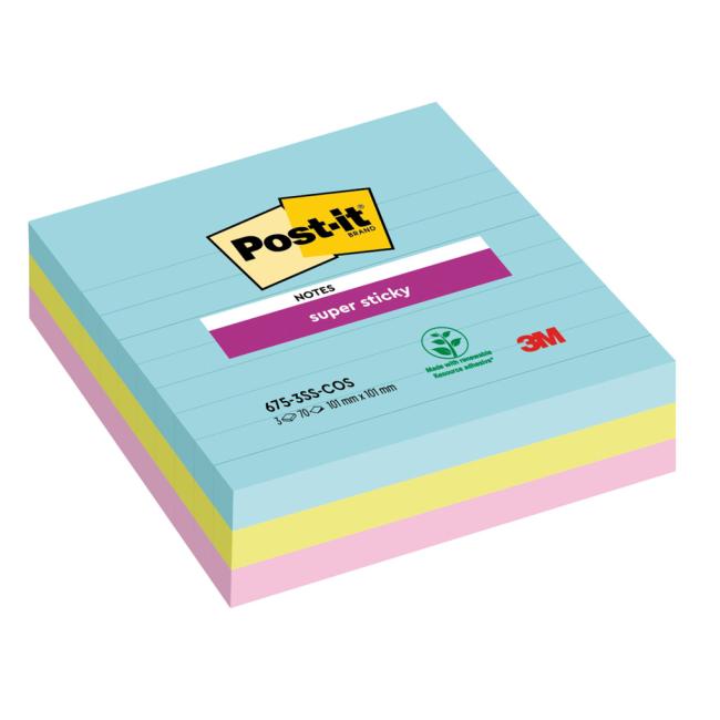 Samolepiaci bloček Post-it Super Sticky COSMIC, rozmer 101x101 mm, 3 bločky po 70 listoch