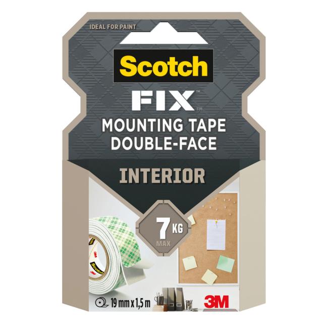 Scotch® Double-sided mounting tape for interior use, 19 mm x 1.5 m