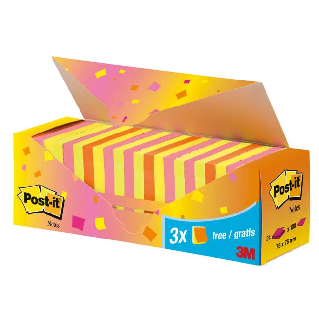 [MM654024] Post-it Super Sticky, 76x76 mm, mix of neon colors, special packaging