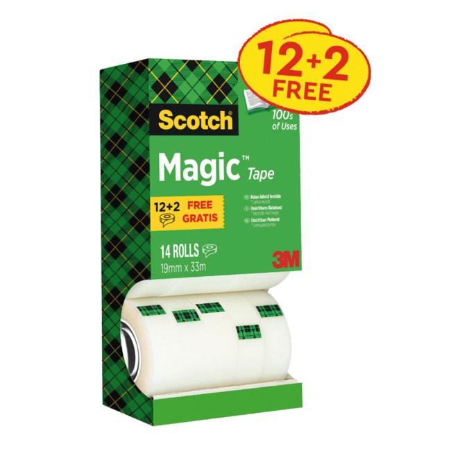 Adhesive tape Scotch Magic invisible writable 19 mm x 33 m in a box of 12+2 free