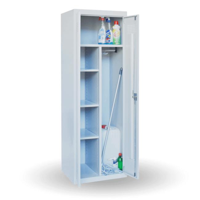 Shelf cabinet, cleaning, lockable, h.180 x w.60 x d.50cm, RAL7035 gray