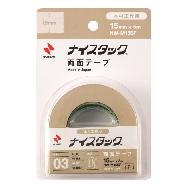 Adhesive tape double-sided NICHIBAN 15mm x 5m for wood made of non-woven fabric