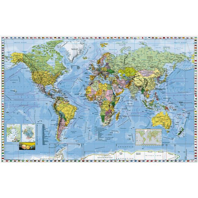 [NM033330] Map of the political world with the flags of the states