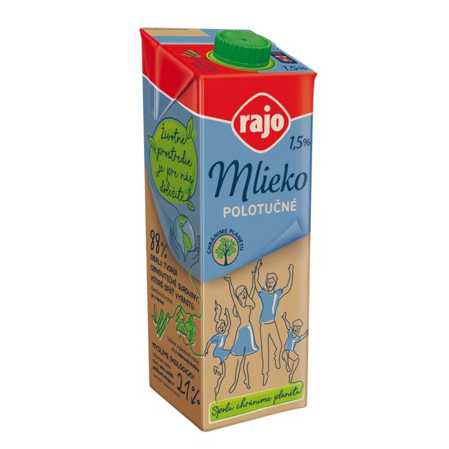 Trvalé mlieko RAJO polotučné 1,5% 1 ℓ