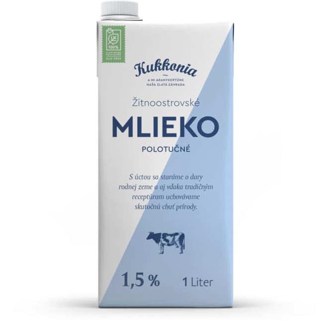 Long-lasting milk Žitnoostrovské Kukkonia semi-fat 1.5% 1 ℓ