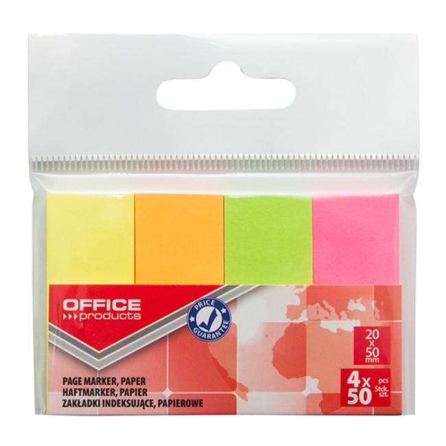 [OC215434] Samolepiace záložky Office Products 20x50mm neónové 4x50 listov