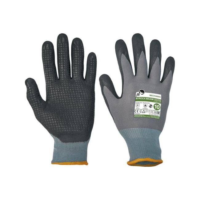 Knitted gloves NYROCA MAXIM DOTS, black/grey, large. 11/XXL