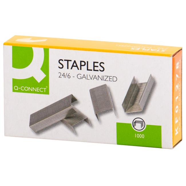 Q-CONNECT 24/6 zinc paper clips • 1000 pcs