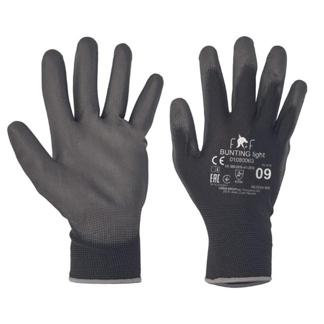 [CV360090] Knitted gloves FF BUNTING LIGHT HS-04-003, black, large. 9/L