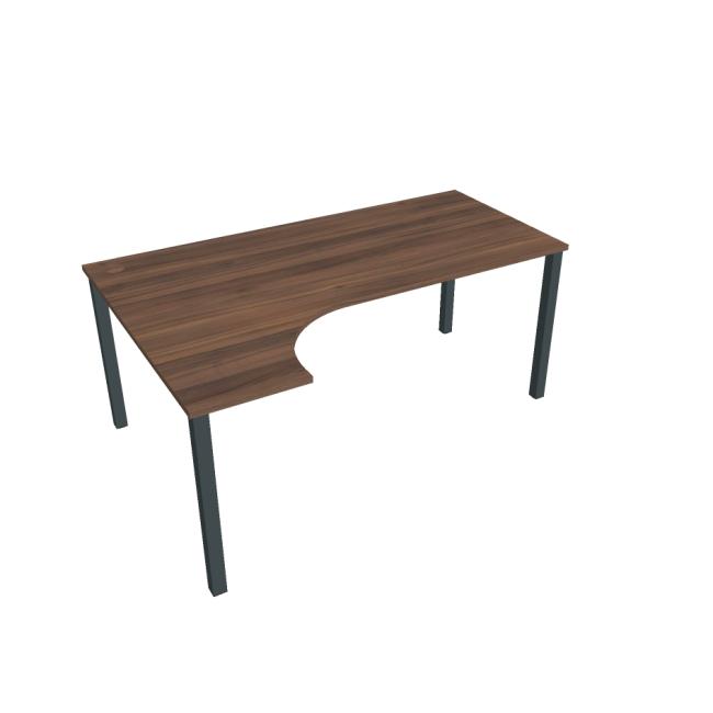 Work desk Uni, ergo, right, 180x75.5x120 cm, walnut/black