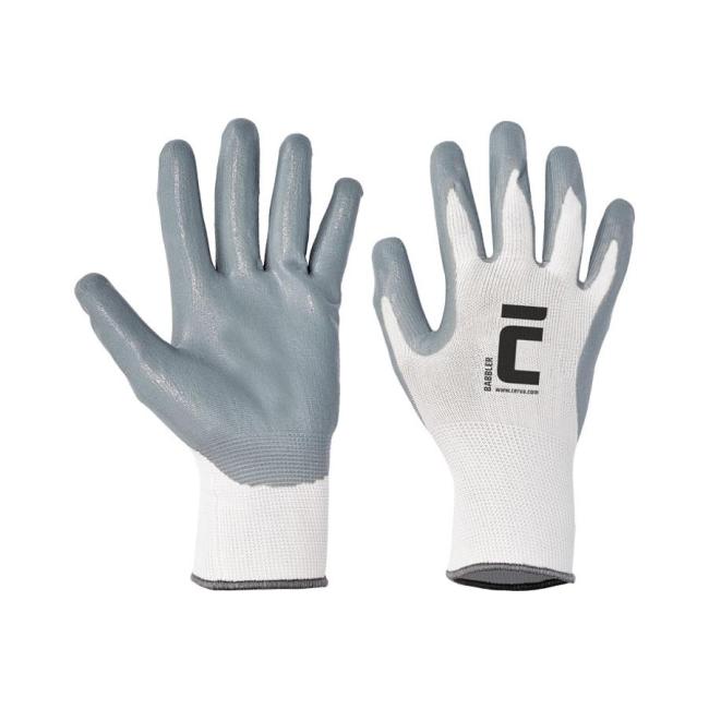 Rukavice nylon/pletené/nitril BABBLER, sivo/biele, veľkosť 9/L