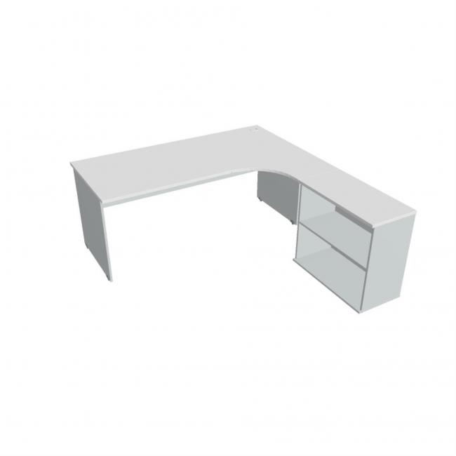 [ON080698] Gate desk, ergo, left, 180x75.5x200 cm, white/grey