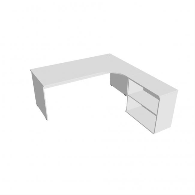 [ON080699] Gate desk, ergo, left, 180x75.5x200 cm, white/white