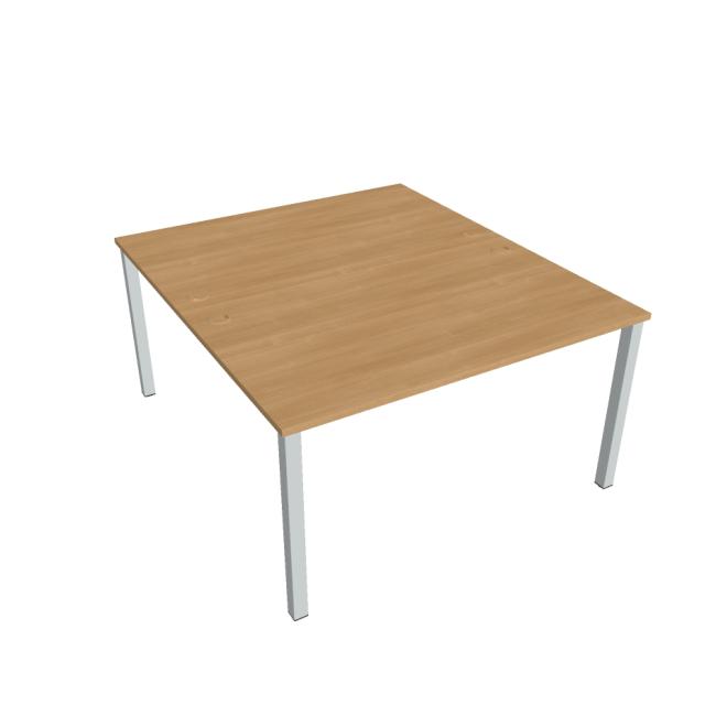 Uni work table, double, 140x75.5x160 cm, oak/grey
