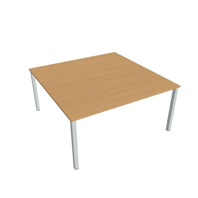 Uni work table, double, 160x75.5x160 cm, beech/grey
