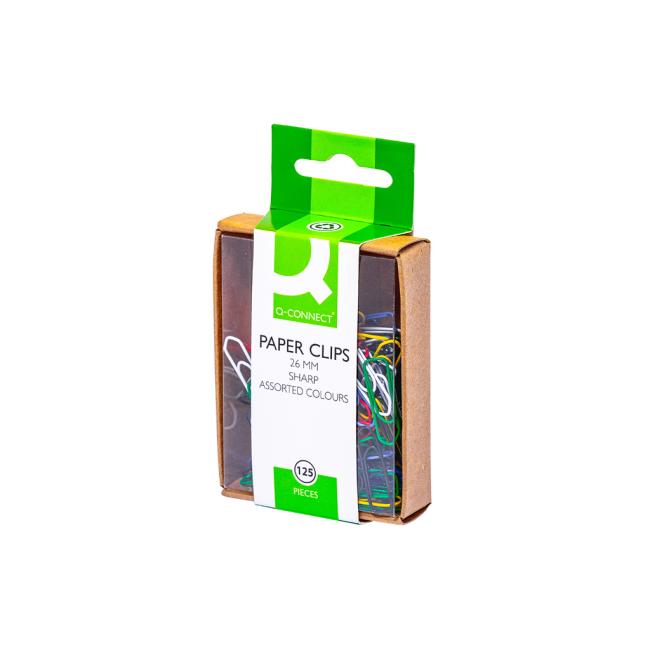 [QC002042] Spisové spony Q-CONNECT 26mm mix farieb 125ks