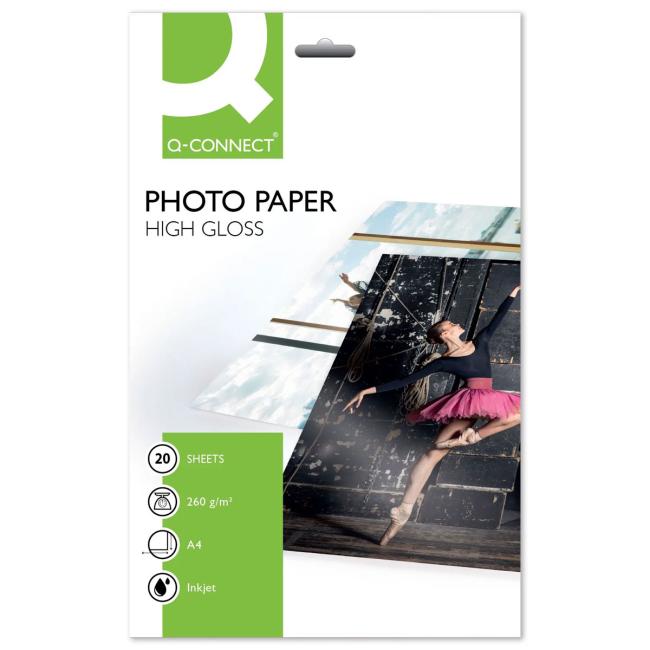Fotopapier Q-CONNECT vysoký lesk, 260 g, 20 listov