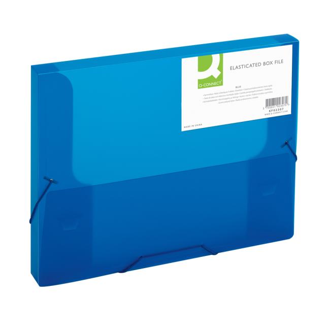 Plastic box with rubber band Q-CONNECT blue