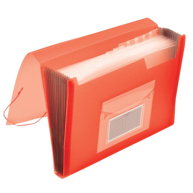 Plastic briefcase with 12 compartments Q-CONNECT opaque red
