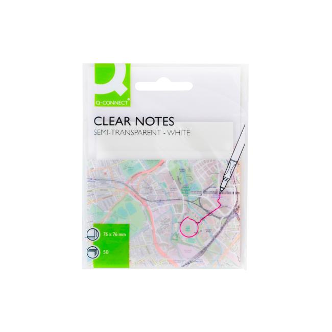 Self-adhesive pad Q-CONNECT transparent 76 x 76 mm, 50 sheets