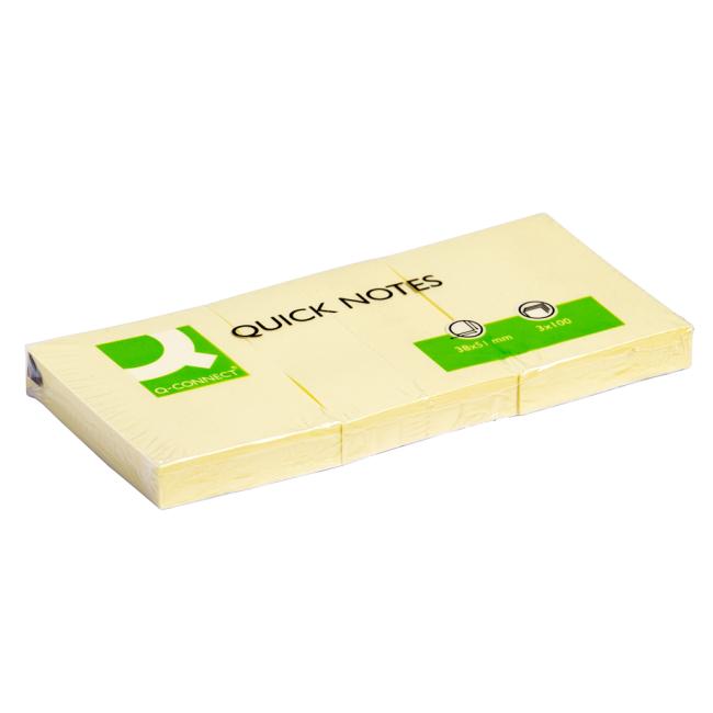 Self-adhesive pad Q-CONNECT yellow 38x51mm 3x100 l