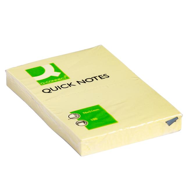Self-adhesive note pad Q-CONNECT yellow 51 x76mm