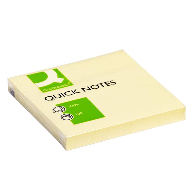 Self-adhesive note pad Q-CONNECT yellow 76x76 mm