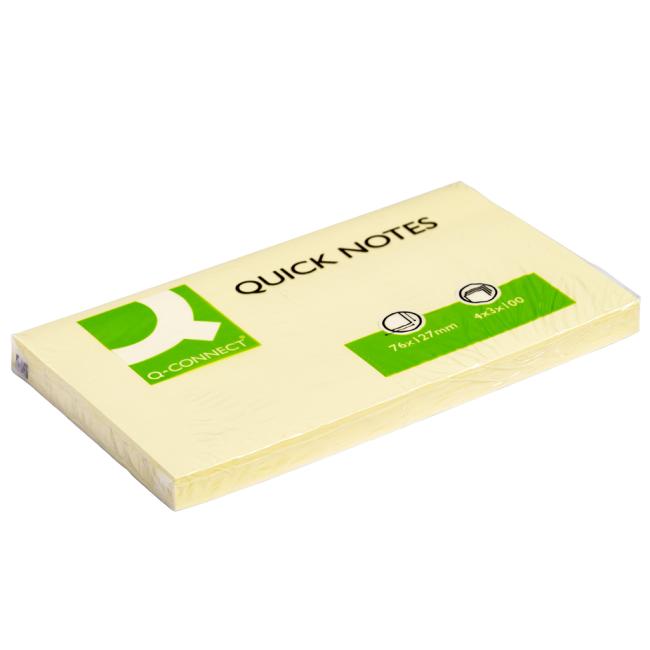Samolepiaci poznámkový blok Q-CONNECT žltý 76x127 mm