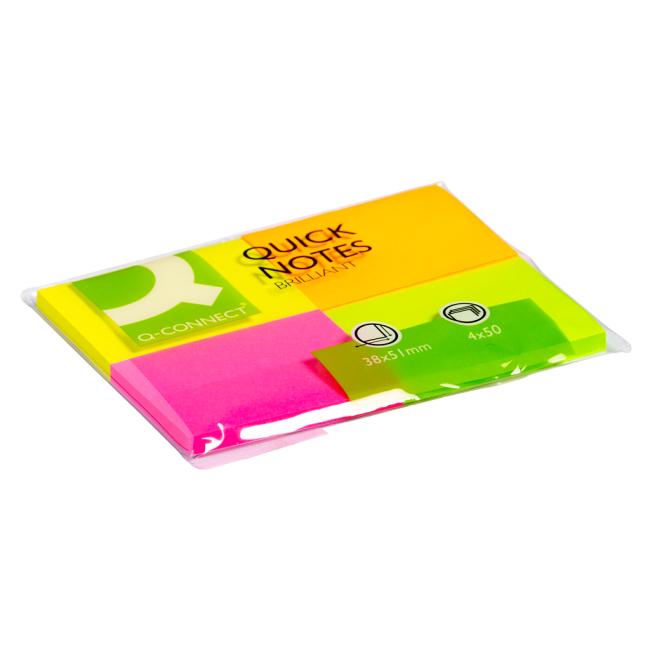 Samolepiaca podložka Q-CONNECT intenzívna 38x51mm 4x50 l