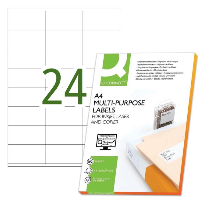 Etikety univerzálne 70x36mm Q-CONNECT A4 100 listov