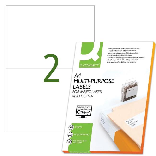 Universal labels 210x148.5mm Q-CONNECT A4 100 sheets