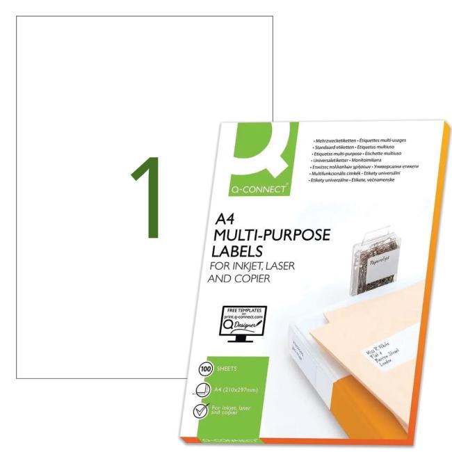 Etikety univerzálne 210x297mm Q-CONNECT A4 100 listov
