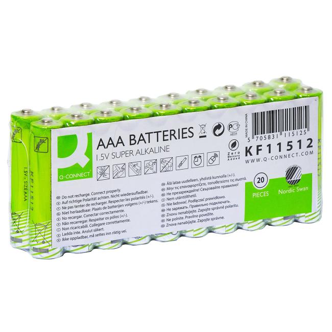 Battery Q-CONNECT AAA Nordic Swan micropencil 20 pcs