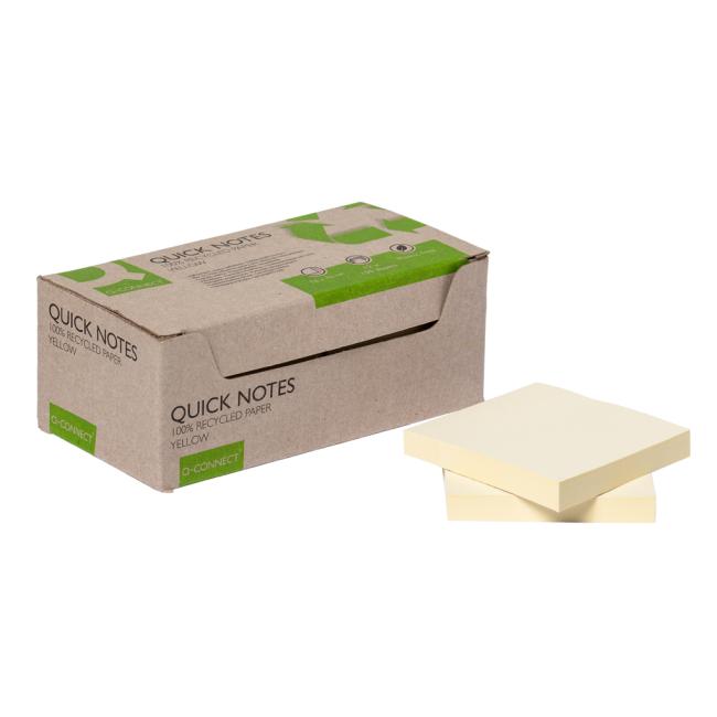Self-adhesive pad Q-CONNECT recycled 76x76 yellow 12 pcs