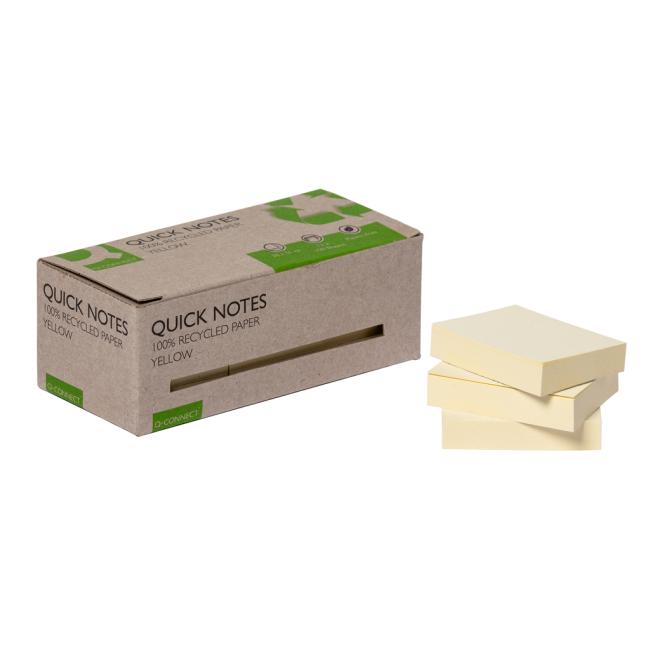 Q-CONNECT self-adhesive pad recycled 38x51 yellow 12 pcs